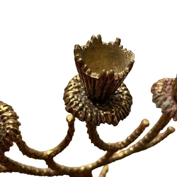 Vintage Brass Shabbat Candelabra Candle Holder by Wainberg Israel 1960s/1970s - Picture 8 of 12